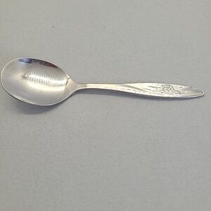 Vintage The First Years Spoon Baby Silver Deluxe Stainless Rose Flower Taiwan